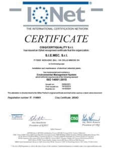 certificato iso 14001 2015